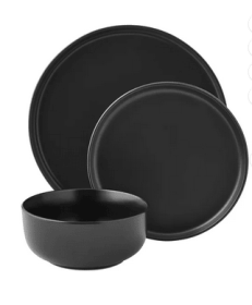 Mainstays Alessandra Matte Black 12-Piece Stoneware Dinnerware Set