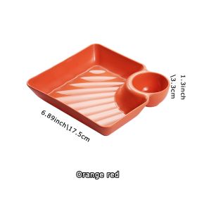 1pc Dumpling Plate With Sauce Dish; Potato; Water; Dumplings; Plate With Vinegar; Dinner Plate; Household Creative Square Serving Plate With Vine (Color: Orange, Quantity: 1pc)
