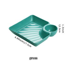 1pc Dumpling Plate With Sauce Dish; Potato; Water; Dumplings; Plate With Vinegar; Dinner Plate; Household Creative Square Serving Plate With Vine (Color: Green, Quantity: 1pc)