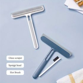 1pc/2pcs 3-in-1 Multi-Purpose Glass Cleaning Brush With Handle, Magic Window Cleaning Brush, Squeegee For Window, Glass, Shower Door, Car Windshi (Color: 1 Blue+1 White)