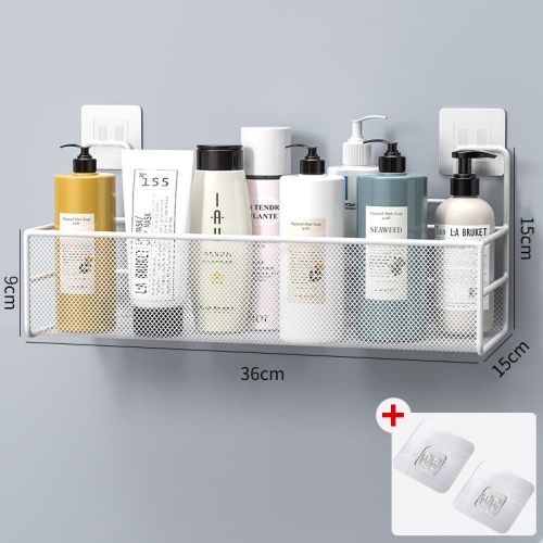 Shower Wall Shelf Wall Mounted Bathroom Shelves Storage Rack Toilet WC Accessories Kitchen Free Punch Condiment Storage Baskets