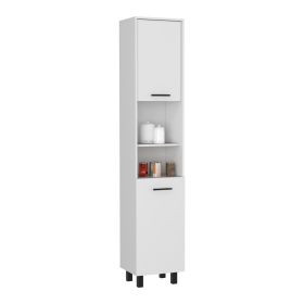 Ikaria Kitchen Pantry, Two Shelves, Three Interior, Shelves (Color: White)